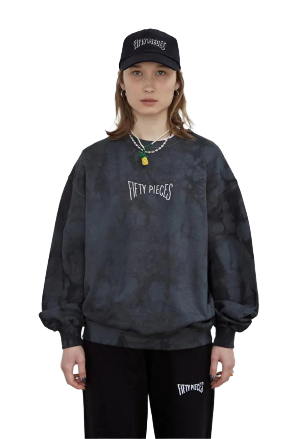 Fifty Pieces-Antrasit Sırt Baskılı Oversize Batik Sweatshirt-Sweatshirts & Hoodies-1-Milagron.com