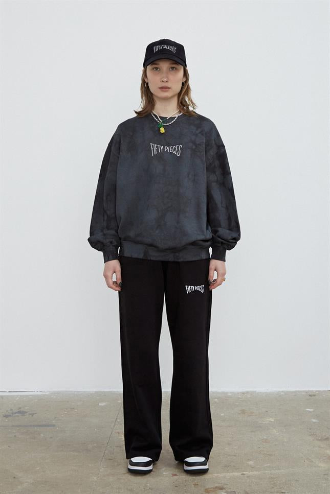 Fifty Pieces-Antrasit Sırt Baskılı Oversize Batik Sweatshirt-Sweatshirts & Hoodies-4-Milagron.com