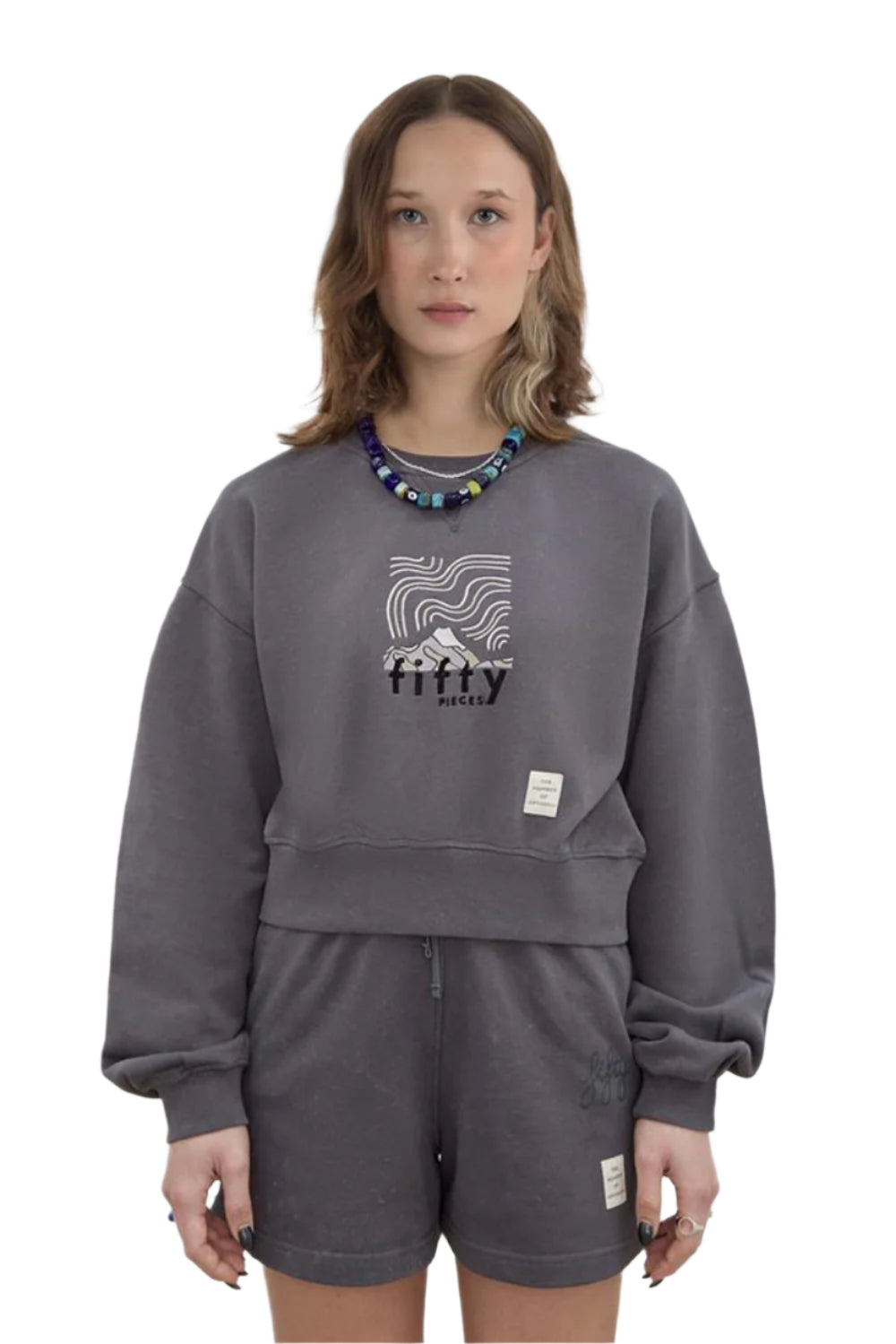 Fifty Pieces-Antrasit Yıkamalı Loose Fit Sweatshirt-Sweatshirts & Hoodies-1-Milagron.com