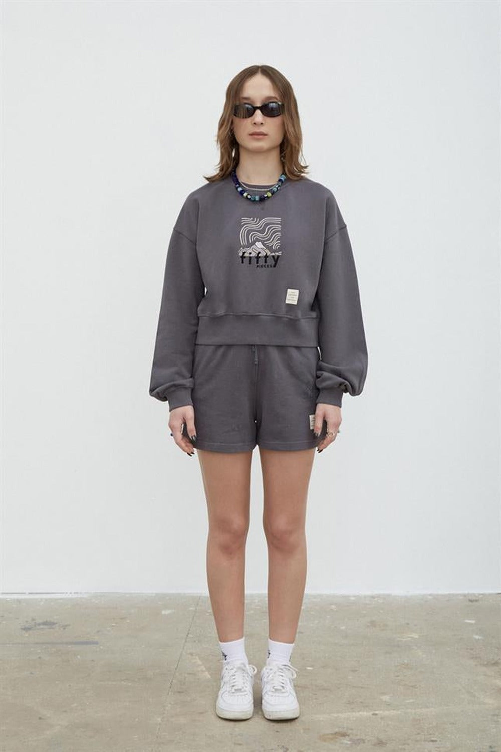 Fifty Pieces-Antrasit Yıkamalı Loose Fit Sweatshirt-Sweatshirts & Hoodies-4-Milagron.com