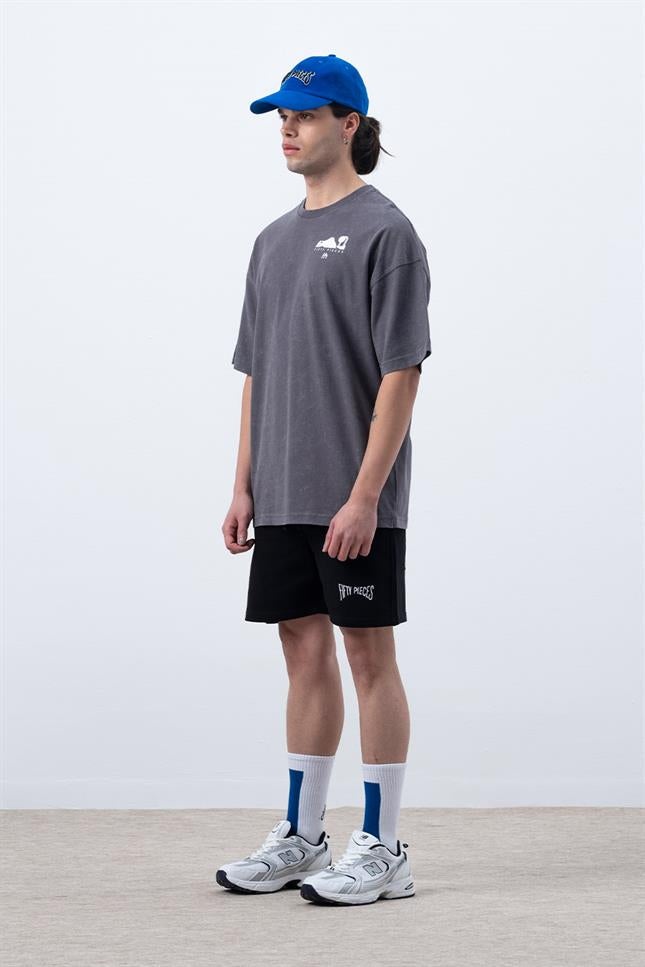 Fifty Pieces-Antrasit Yıkamalı Sırt Baskılı T-Shirt-T-shirts-4-Milagron.com