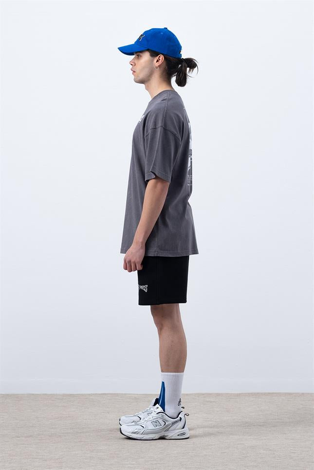 Fifty Pieces-Antrasit Yıkamalı Sırt Baskılı T-Shirt-T-shirts-5-Milagron.com