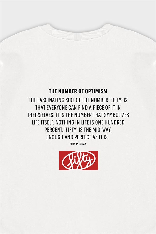 Fifty Pieces-Beyaz Düşük Omuzlu Sırt Baskılı Sweatshirt-Sweatshirts & Hoodies-10-Milagron.com