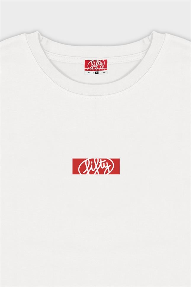 Fifty Pieces-Beyaz Düşük Omuzlu Sırt Baskılı T-Shirt-T-Shirts-8-Milagron.com