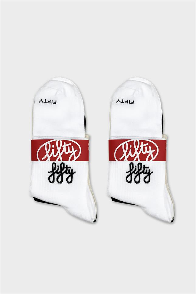 Fifty Pieces-Beyaz Kum Siyah 6'lı Favorite Kısa Çorap-Çorap-3-Milagron.com