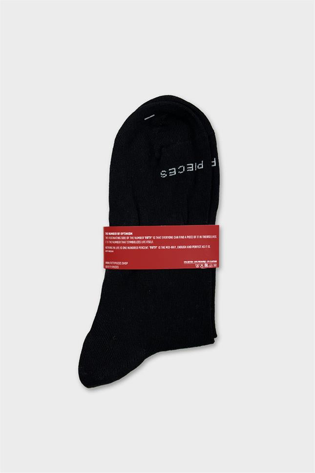 Fifty Pieces-Beyaz Kum Siyah 6'lı Favorite Kısa Çorap-Çorap-4-Milagron.com