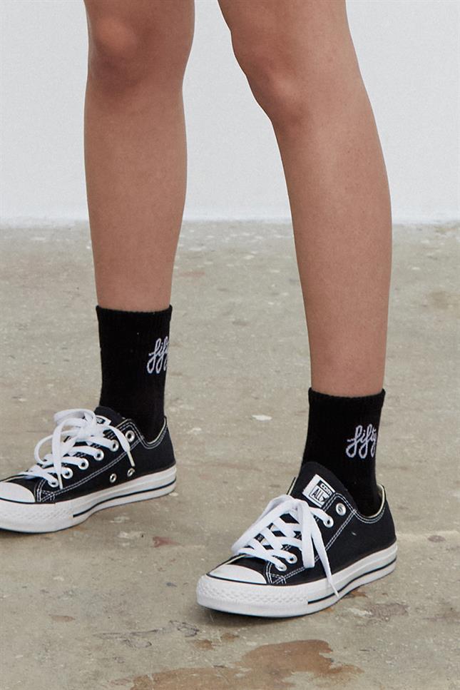 Fifty Pieces-Beyaz Kum Siyah 6'lı Favorite Kısa Çorap-Çorap-6-Milagron.com