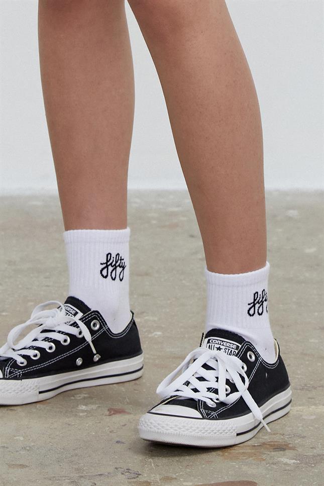 Fifty Pieces-Beyaz Kum Siyah 6'lı Favorite Kısa Çorap-Çorap-7-Milagron.com