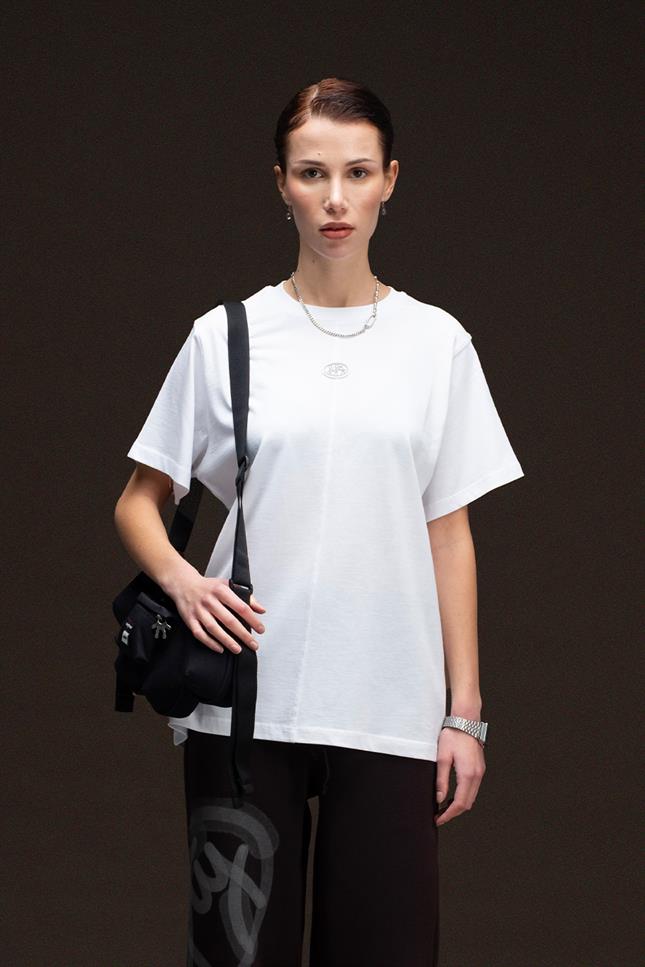 Fifty Pieces-Beyaz Loose Fit Sırt Baskılı T-Shirt-T-Shirts-4-Milagron.com