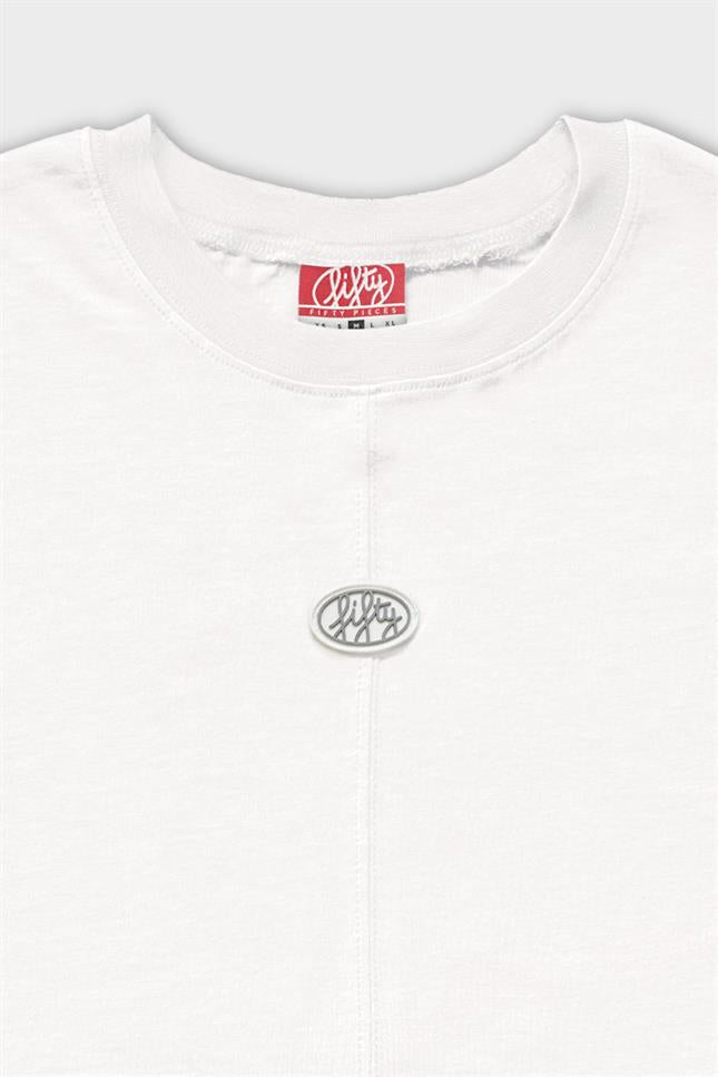 Fifty Pieces-Beyaz Loose Fit Sırt Baskılı T-Shirt-T-Shirts-8-Milagron.com