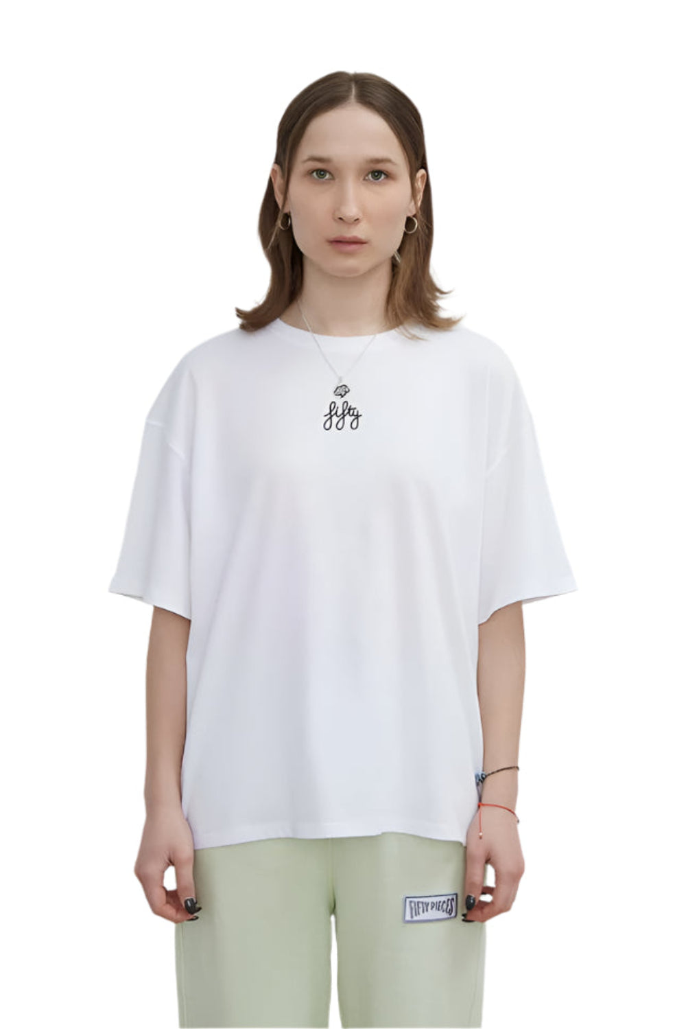 Fifty Pieces-Beyaz Oversize Basic T-Shirt-T-Shirts-1-Milagron.com