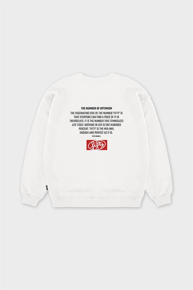 Fifty Pieces-Beyaz Oversize Sırt Baskılı Sweatshirt-Sweatshirts & Hoodies-7-Milagron.com