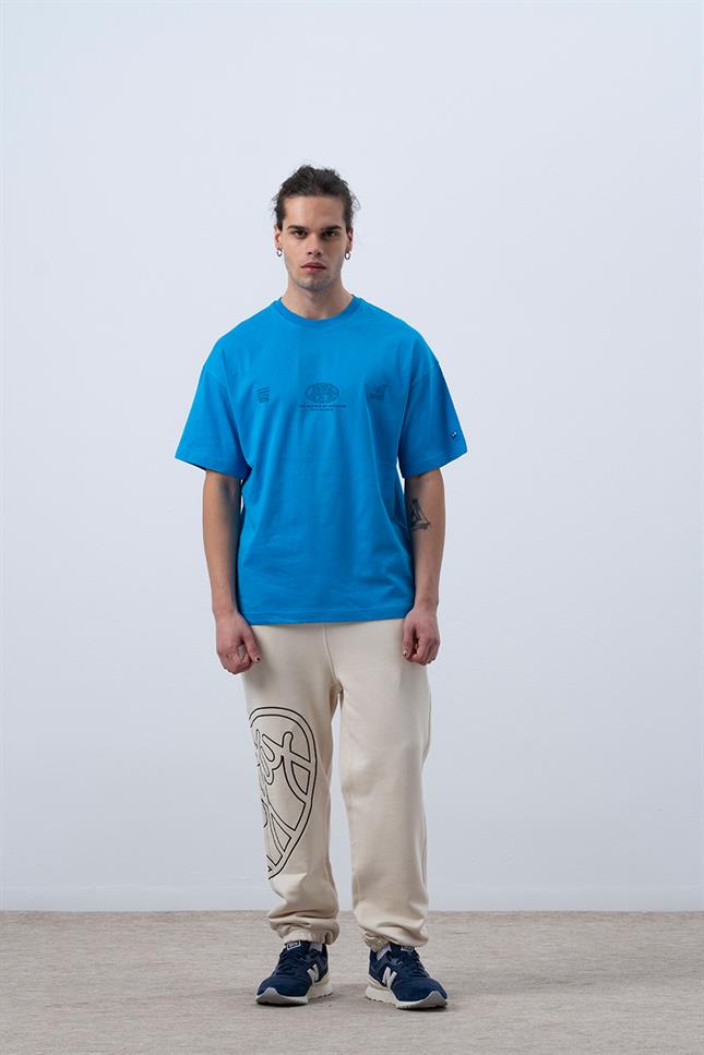 Fifty Pieces-Canlı Mavi Core Düşük Omuzlu T-Shirt-T-Shirts-3-Milagron.com