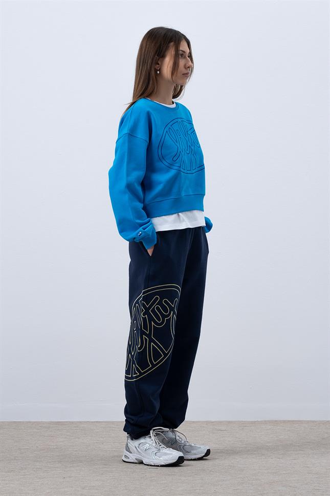 Fifty Pieces-Canlı Mavi Core Mid Length Sweatshirt-Sweatshirts & Hoodies-4-Milagron.com