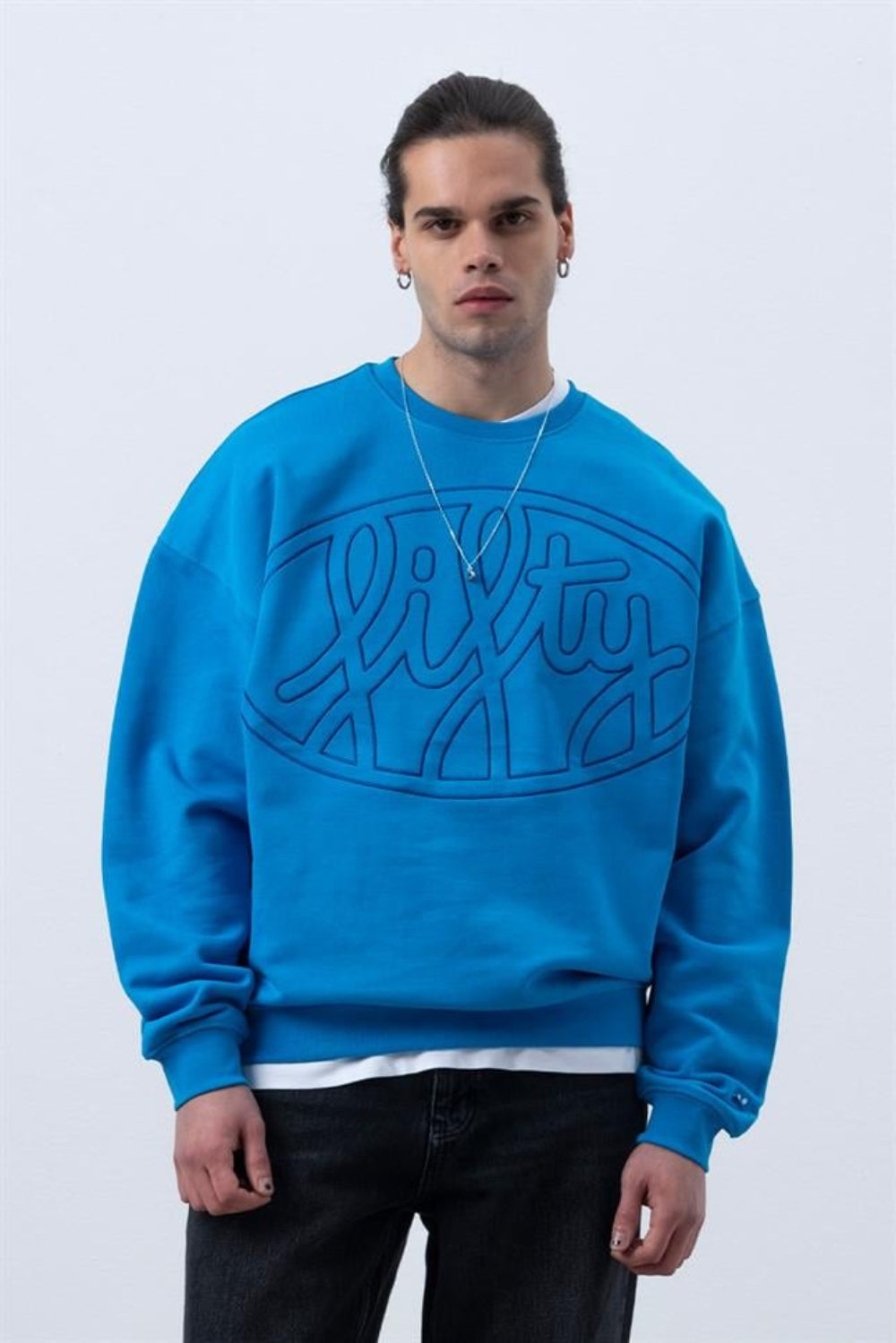 Fifty Pieces-Canlı Mavi Core Oversize Sweatshirt-Sweatshirts & Hoodies-1-Milagron.com