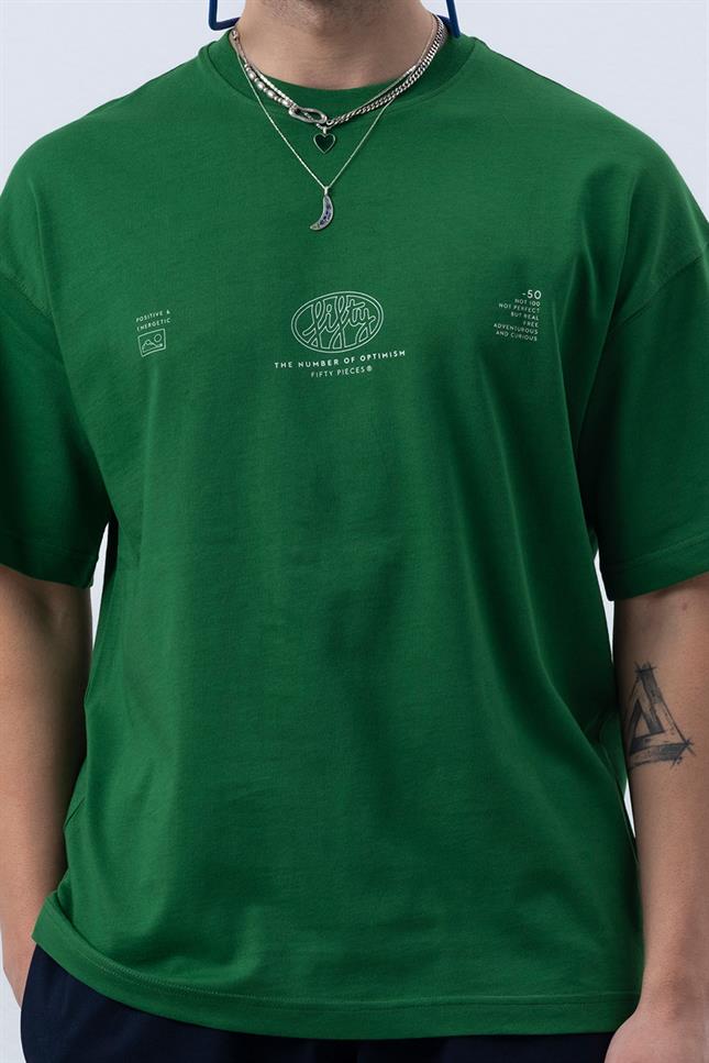 Fifty Pieces-Canlı Yeşil Core Düşük Omuzlu T-Shirt-T-Shirts-4-Milagron.com