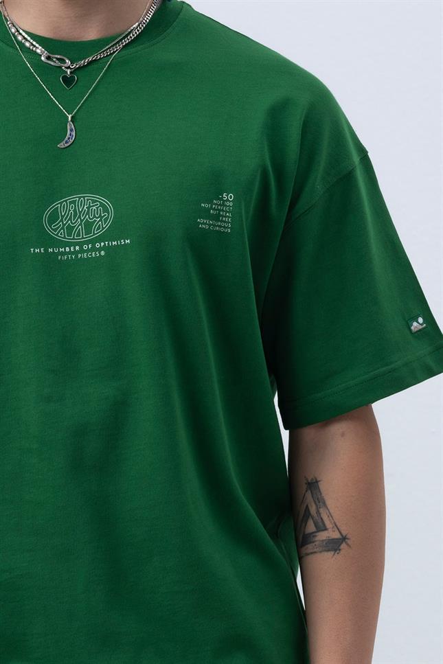 Fifty Pieces-Canlı Yeşil Core Düşük Omuzlu T-Shirt-T-Shirts-9-Milagron.com