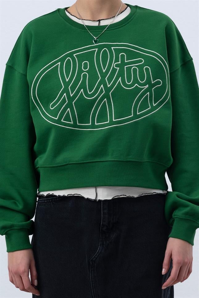 Fifty Pieces-Canlı Yeşil Core Mid Length Sweatshirt-Sweatshirts & Hoodies-3-Milagron.com