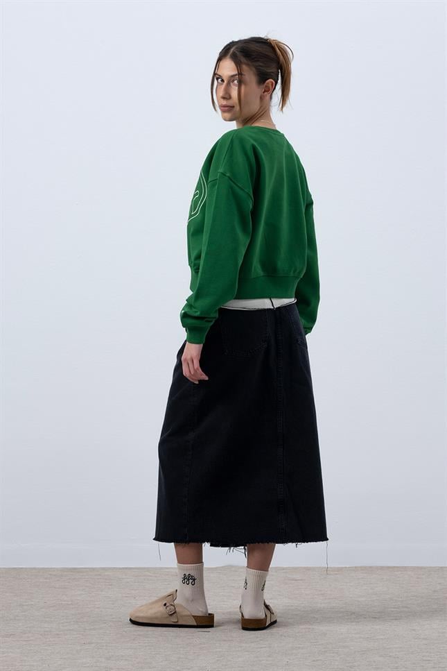 Fifty Pieces-Canlı Yeşil Core Mid Length Sweatshirt-Sweatshirts & Hoodies-6-Milagron.com