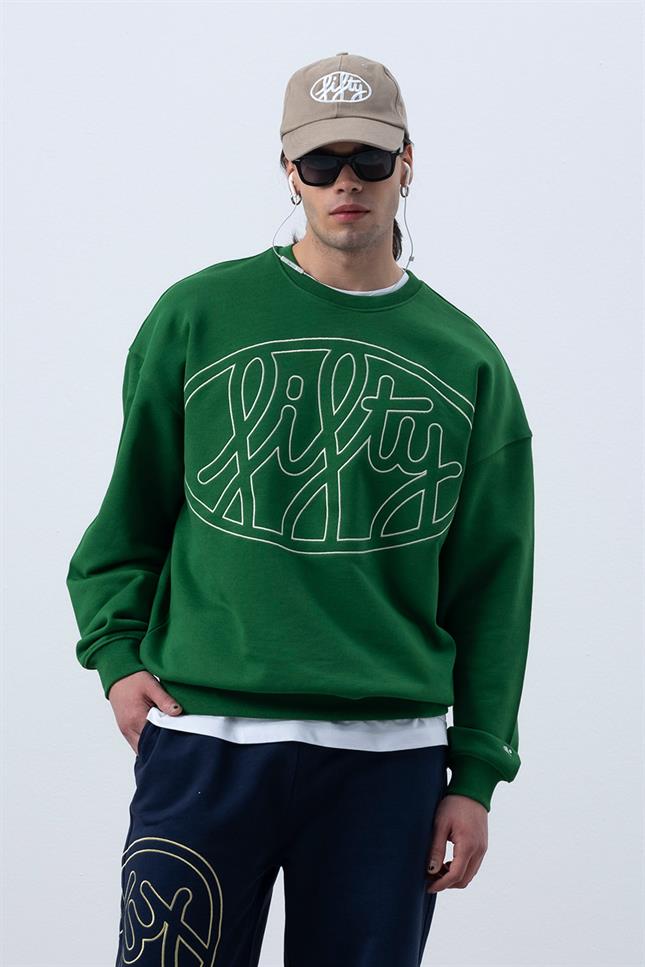 Fifty Pieces-Canlı Yeşil Core Oversize Sweatshirt-Sweatshirts & Hoodies-3-Milagron.com