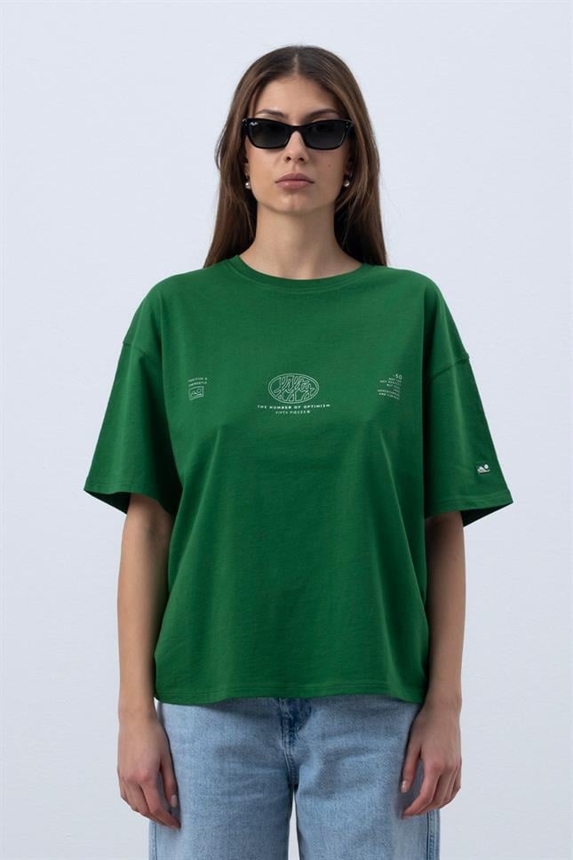 Fifty Pieces-Canlı Yeşil Core Oversize T-Shirt-T-Shirts-3-Milagron.com