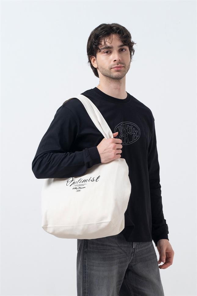 Fifty Pieces-Ekru Tote Bez Çanta-Omuz Çantası-4-Milagron.com
