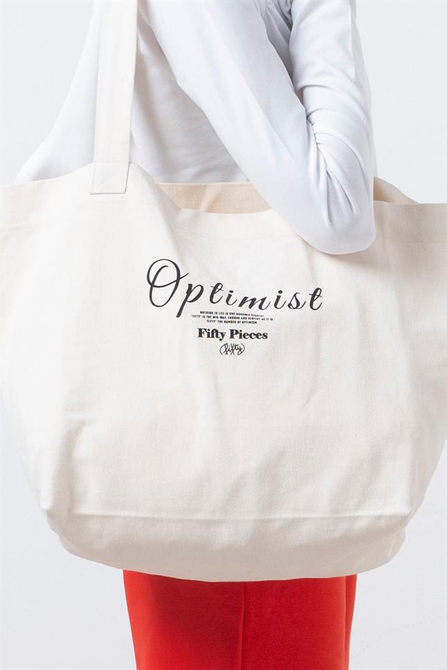 Fifty Pieces-Ekru Tote Bez Çanta-Omuz Çantası-5-Milagron.com