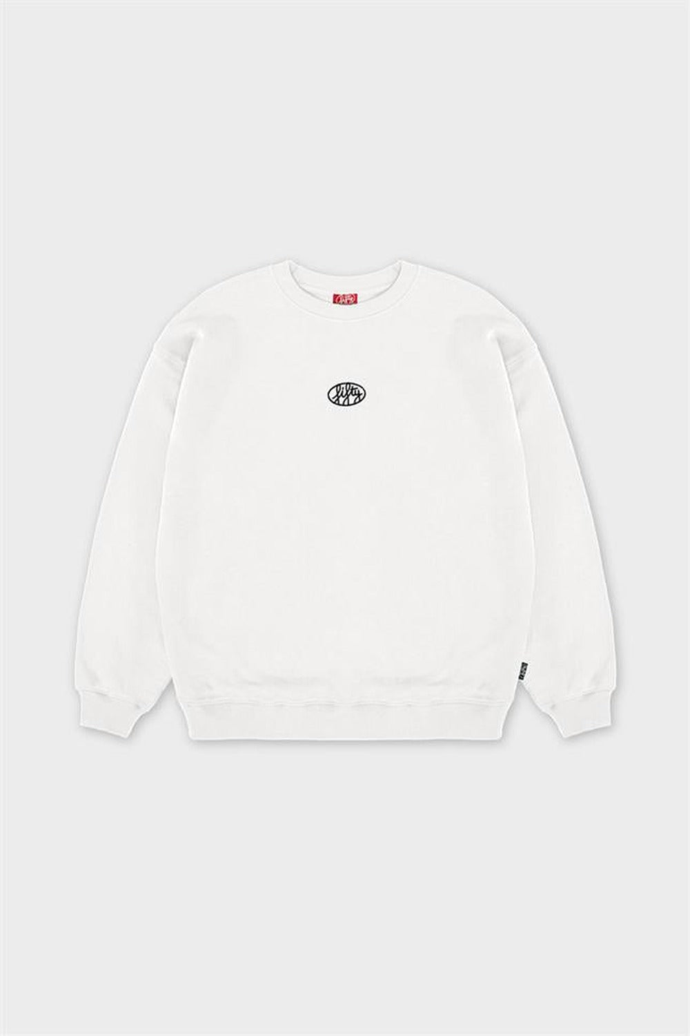 Erkek Beyaz Düşük Omuzlu Sırt Baskılı Sweatshirt