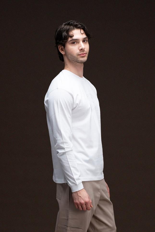 Fifty Pieces-Erkek Beyaz Uzun Kollu T Shirt-T-Shirts-2-Milagron.com