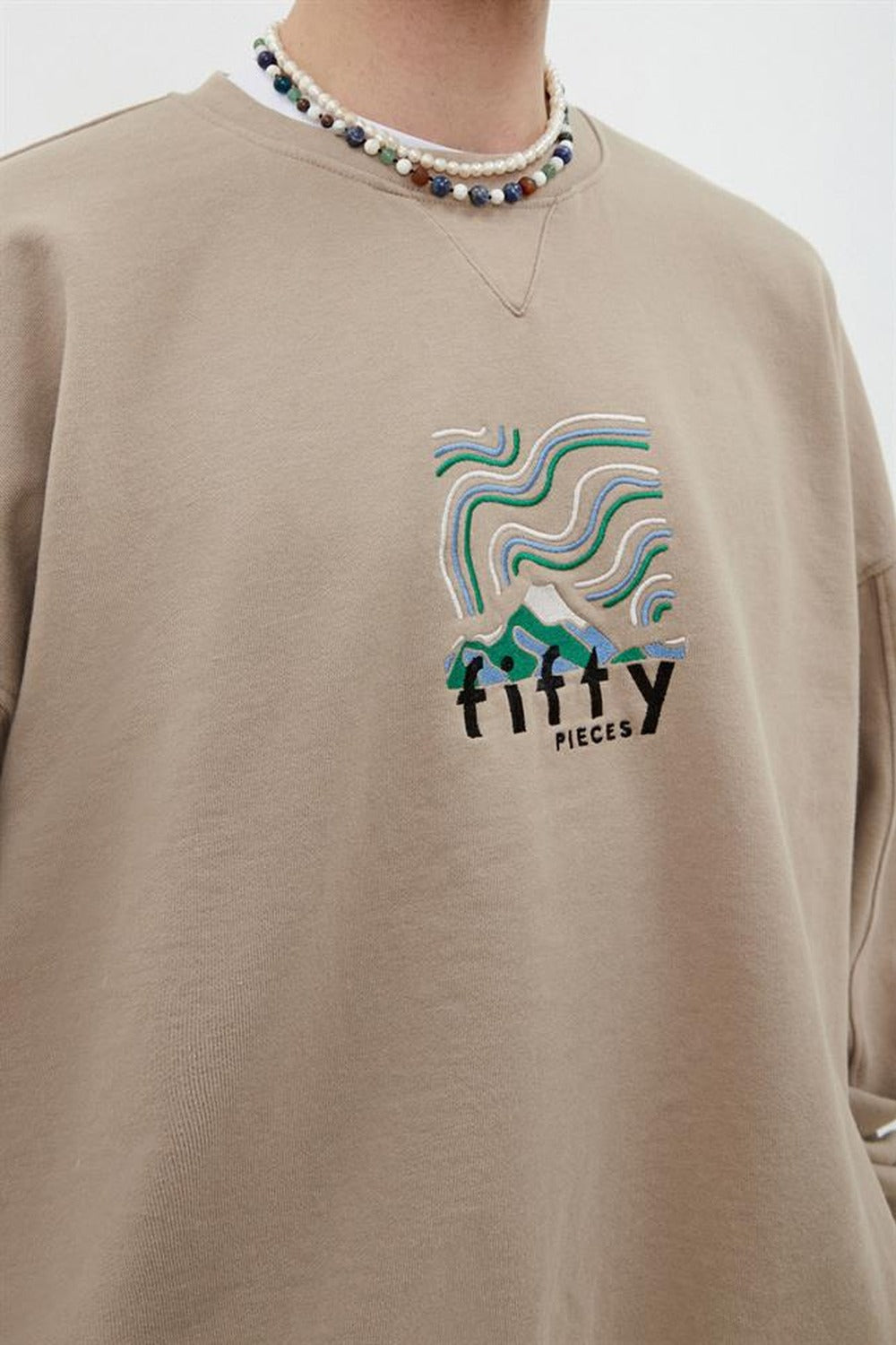 Erkek Boz Oversize Yıkamalı Sweatshirt