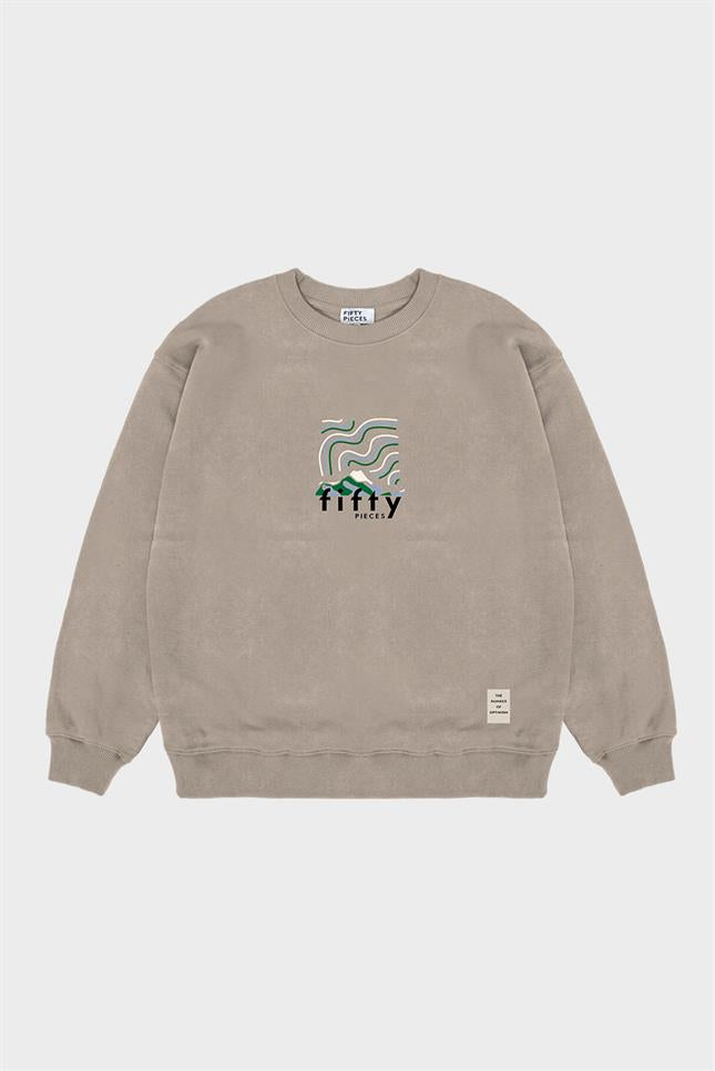 Erkek Boz Oversize Yıkamalı Sweatshirt