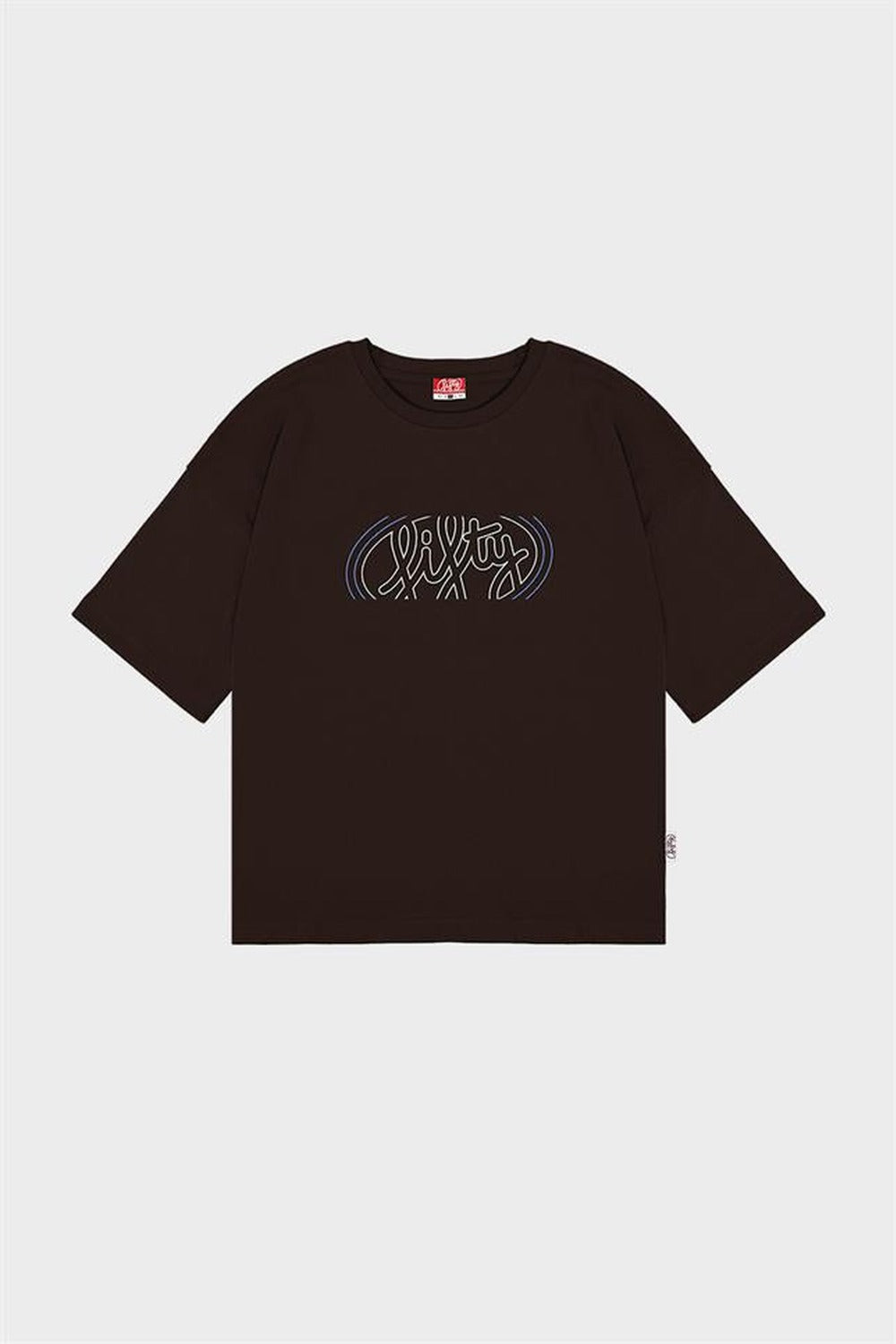 Erkek Kahverengi Düşük Omuzlu Sırt Baskılı T-Shirt
