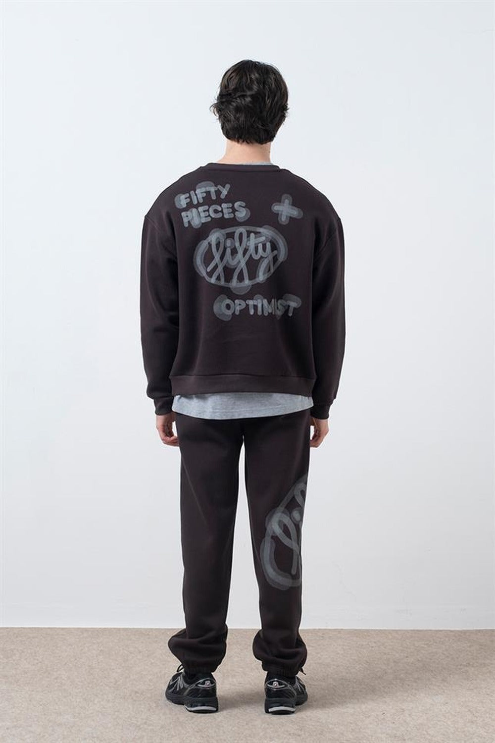 Erkek Kahverengi Loose Fit Jogger Pantolon