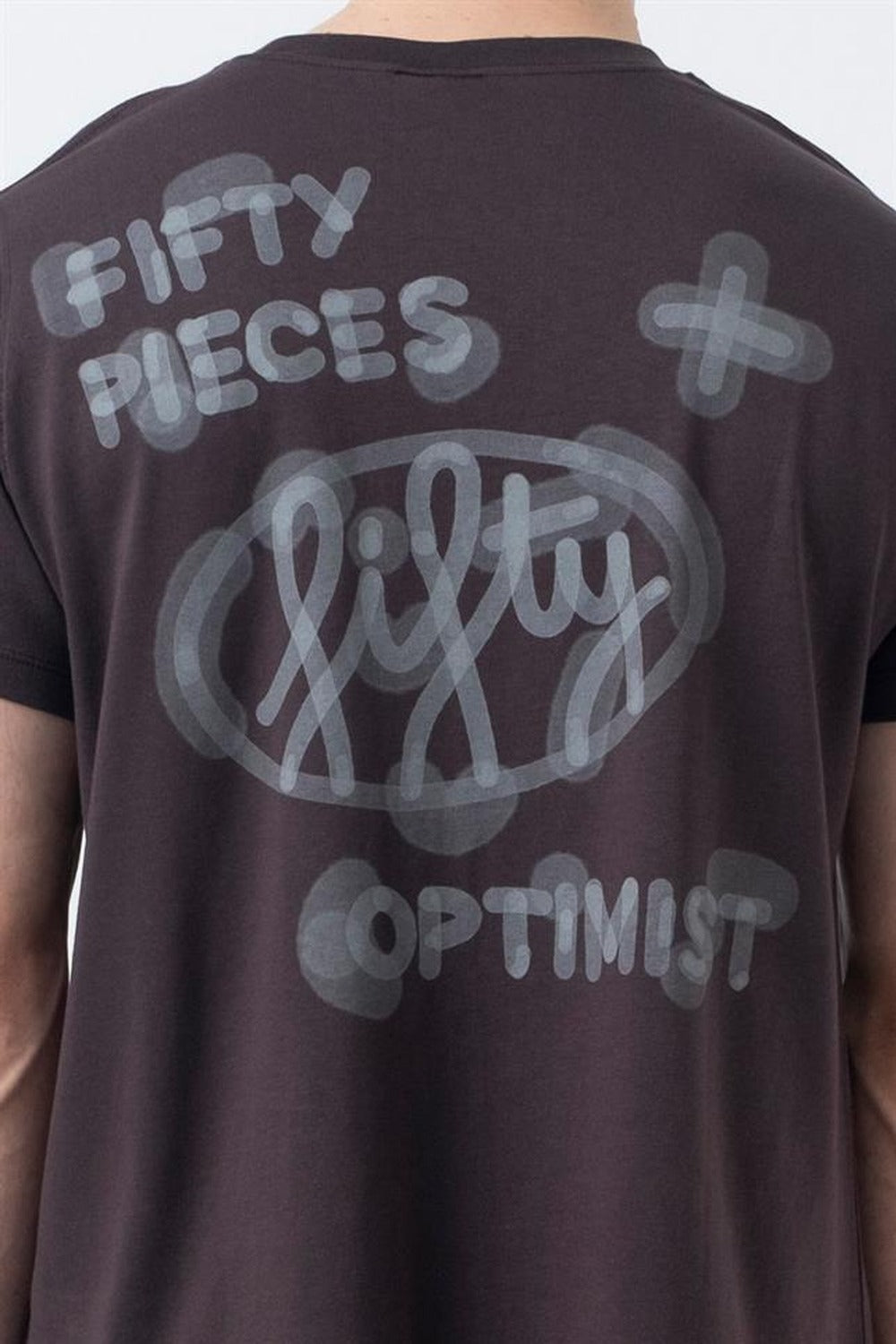 Erkek Kahverengi Regular Fit Sırt Baskılı T-Shirt