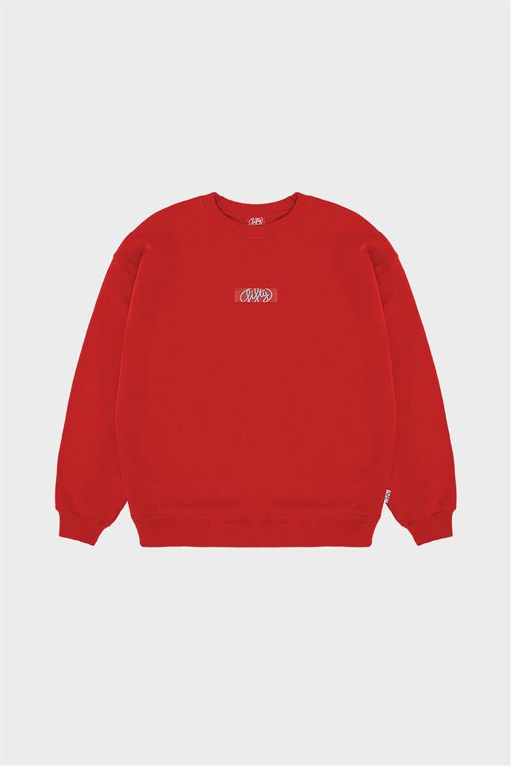 Erkek Kırmızı Düşük Omuzlu Sırt Baskılı Sweatshirt