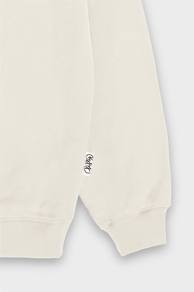 Erkek Kum Düşük Omuzlu Sırt Baskılı Hoodie