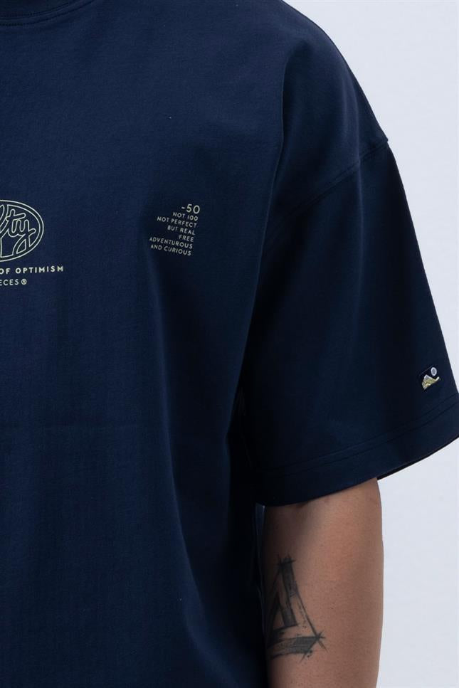 Erkek Lacivert Core Düşük Omuzlu T-Shirt