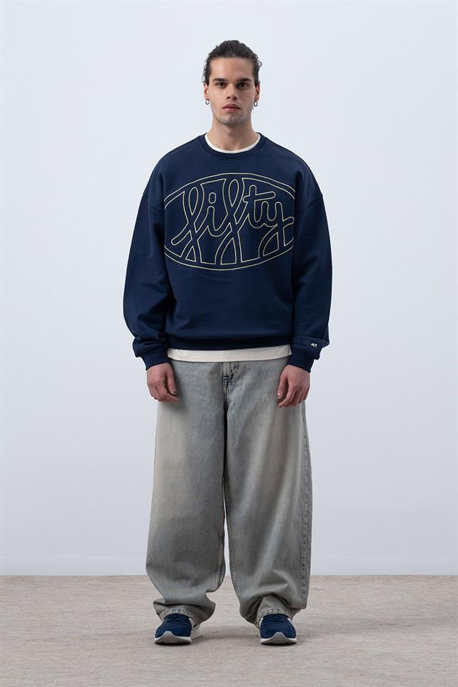 Erkek Lacivert Core Oversize Sweatshirt