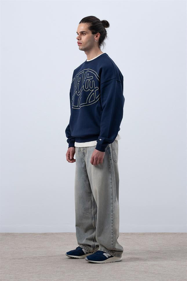 Erkek Lacivert Core Oversize Sweatshirt