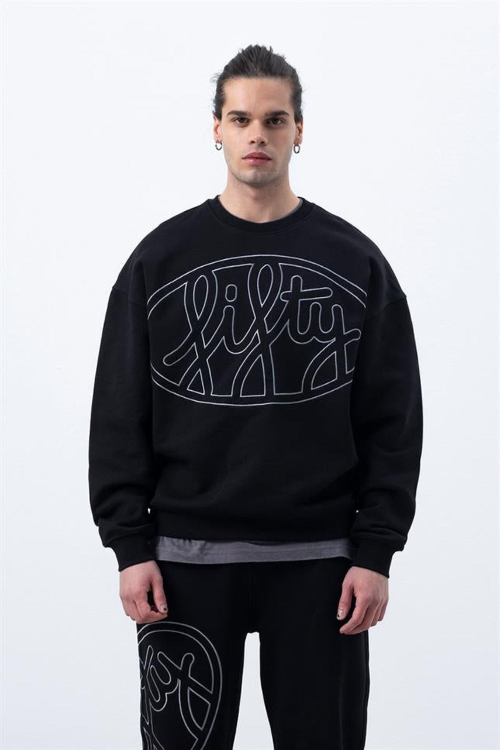 Fifty Pieces-Erkek Siyah Core Oversize Sweatshirt-Sweatshirts & Hoodies-1-Milagron.com