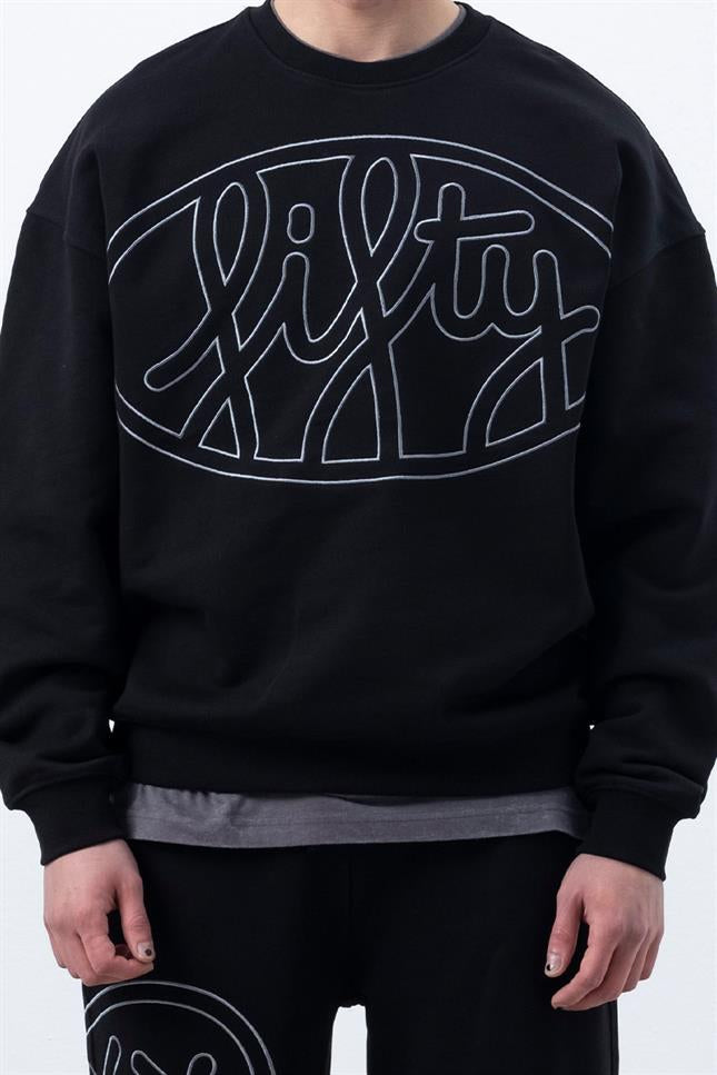 Fifty Pieces-Erkek Siyah Core Oversize Sweatshirt-Sweatshirts & Hoodies-3-Milagron.com