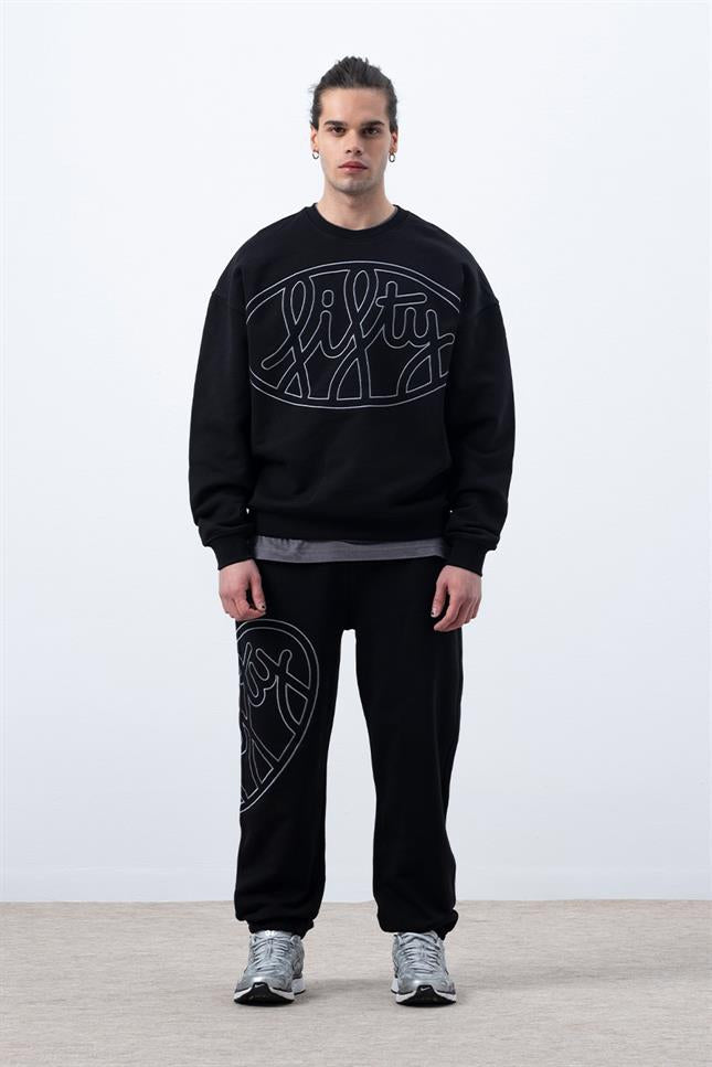 Fifty Pieces-Erkek Siyah Core Oversize Sweatshirt-Sweatshirts & Hoodies-4-Milagron.com