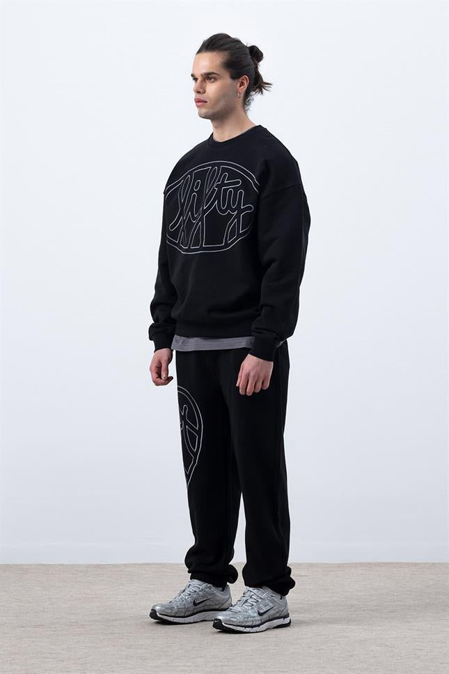 Fifty Pieces-Erkek Siyah Core Oversize Sweatshirt-Sweatshirts & Hoodies-6-Milagron.com