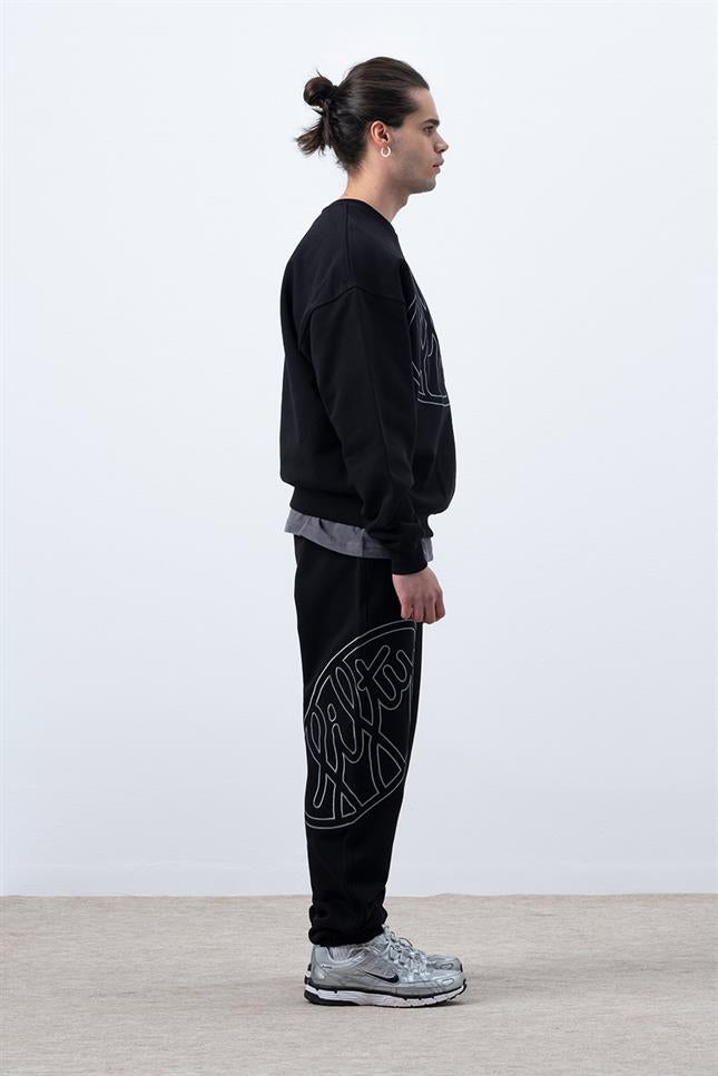 Fifty Pieces-Erkek Siyah Core Oversize Sweatshirt-Sweatshirts & Hoodies-8-Milagron.com