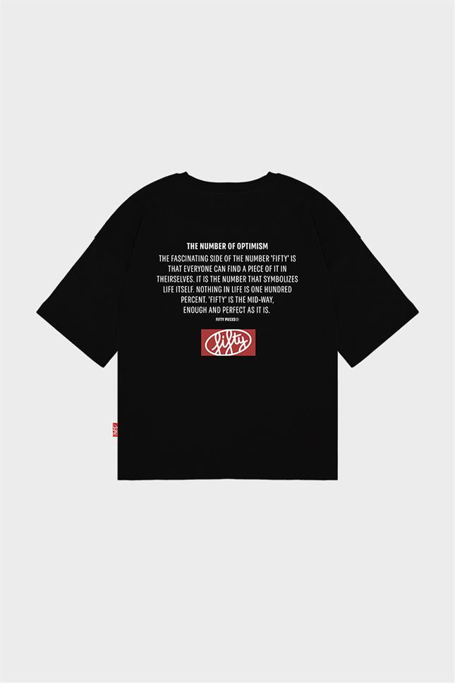 Erkek Siyah Düşük Omuzlu Sırt Baskılı T-Shirt