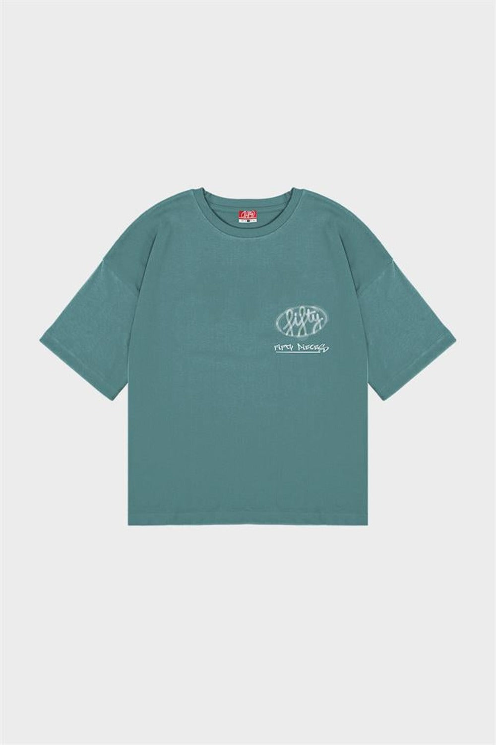 Erkek Yeşil Düşük Omuzlu Asit Yıkamalı T-Shirt