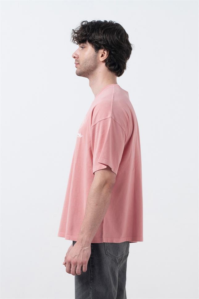 Fifty Pieces-Gül Kurusu Düşük Omuzlu Asit Yıkamalı T-Shirt-T-Shirts-4-Milagron.com