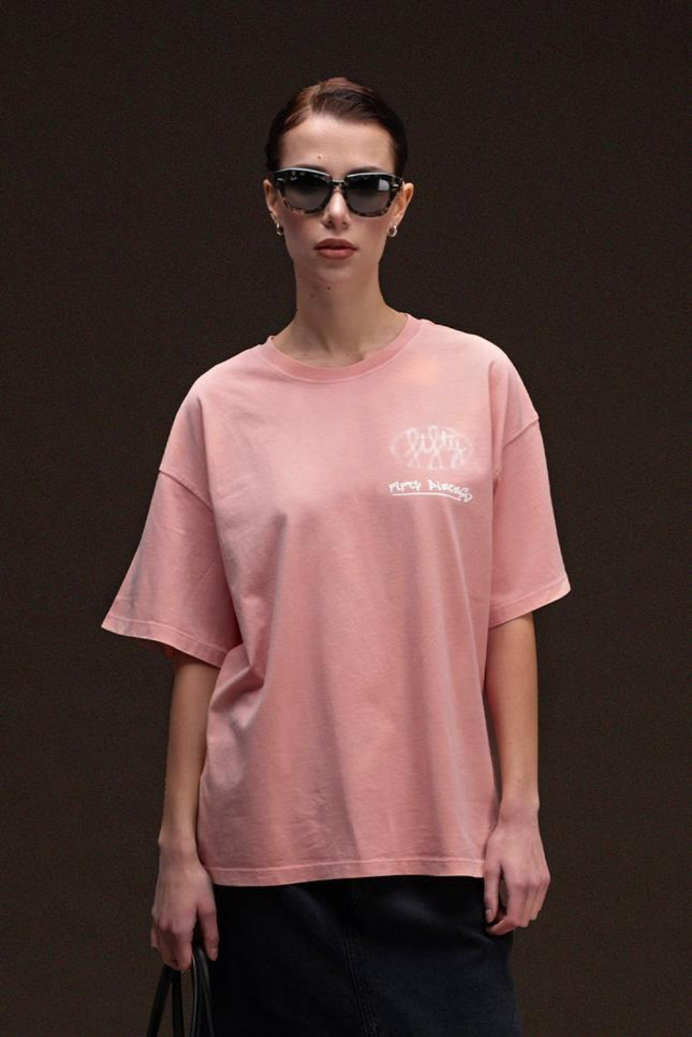 Fifty Pieces-Gül Kurusu Oversize Asit Yıkamalı T-Shirt-T-Shirts-1-Milagron.com