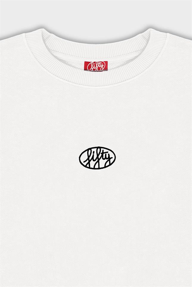 Kadın Beyaz Oversize Sırt Baskılı Sweatshirt