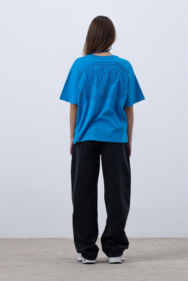 Kadın Canlı Mavi Core Oversize T-Shirt